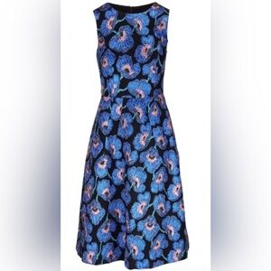 CAROLINA HERRERA 
Floral-Print Midi Dress - Blue